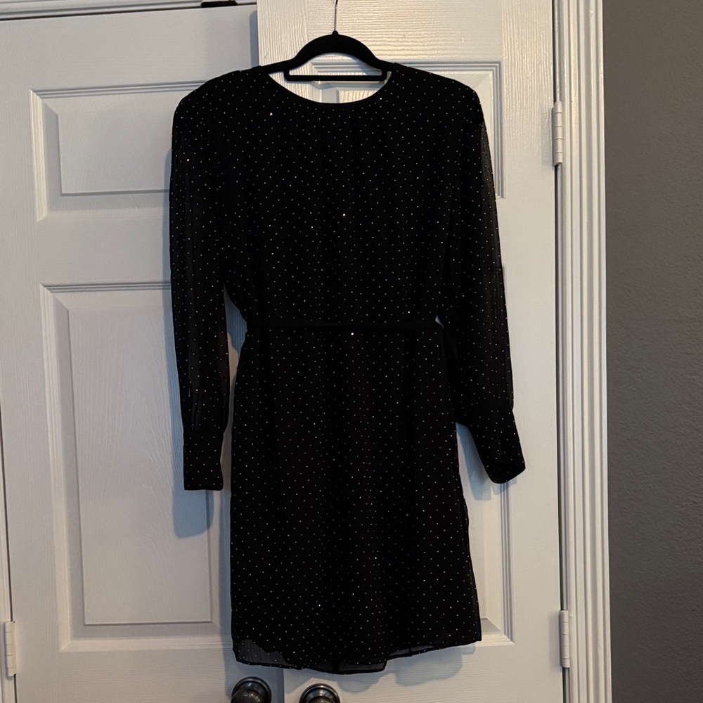 Ann Taylor Black Dress with Subtle silver metallic dots